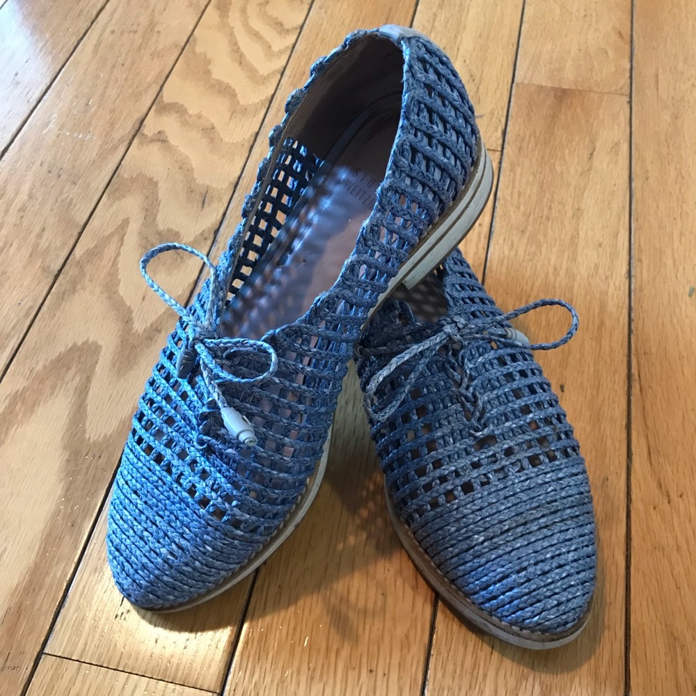 Stuart Weitzman Blue Straw Boat Shoes - Size 38